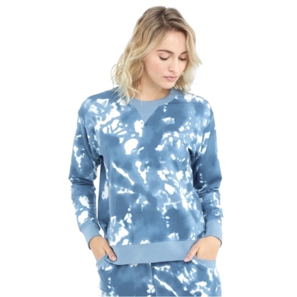 Summersalt Tie Dye French Terry Crew Neck Sweatshirt - Blue / White, Size M